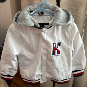 Tommy Hilfiger 2T Boys Embroidered Long Sleeve Hooded Jacket Bright White